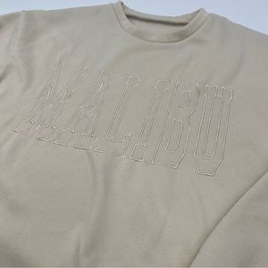 MALIBU Embroidered Crewneck Sweatshirt Women’s size Medium Cream Color